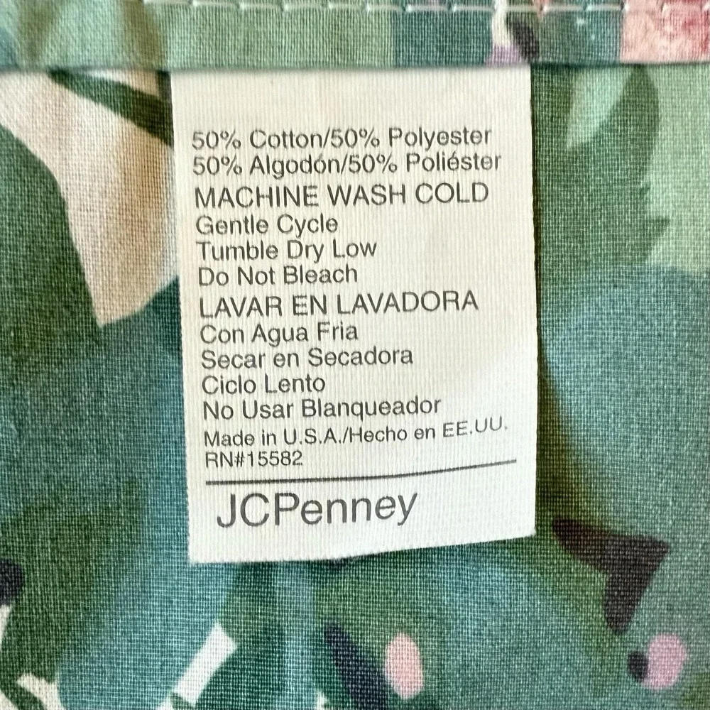 3pc VTG Country Floral Full Comforter Valance Curtains Green Pink Rose Roses USA